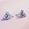 925 Silver Three Petal Zircon Stud Earrings 