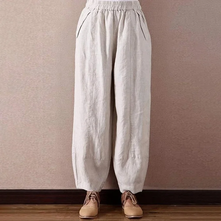 Solid Color Comfortable And Loose Cropped Pants