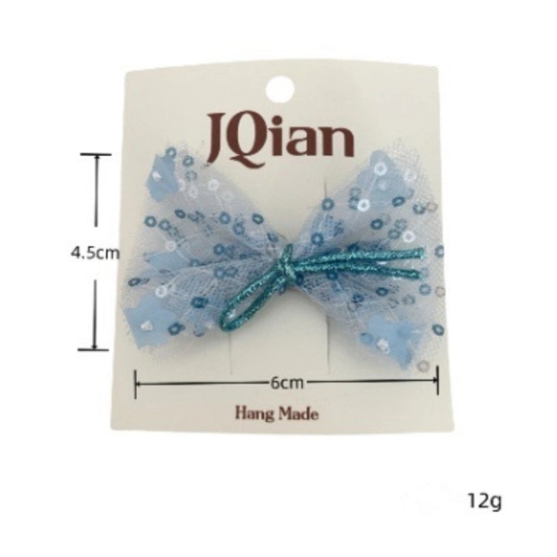 Women’s Cute Sweet Korean Style Bow Knot Gauze Sequins Handmade Lace Hair Clip Hair Tie
