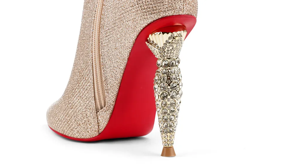 100mm Women's Pointed Toe Glitter Ankle Boots Lipstick Tube Heels-vocosishoes