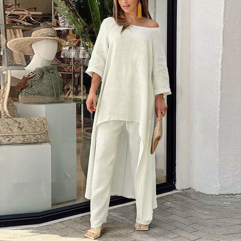 Uveng Uveng Women's New Ins Fashion Solid Color Wide Leg Pants Winter Wear Women's A Set Of 661