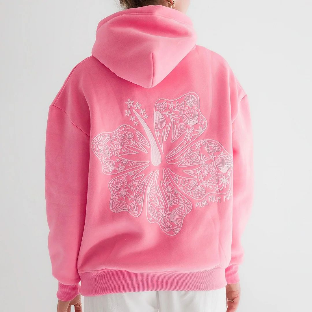 Women's Drop Sleeve Threaded Print Hoodie