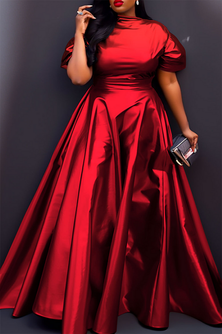 Xpluswear Design Plus Size Semi Formal Maxi Dresses Elegant Red