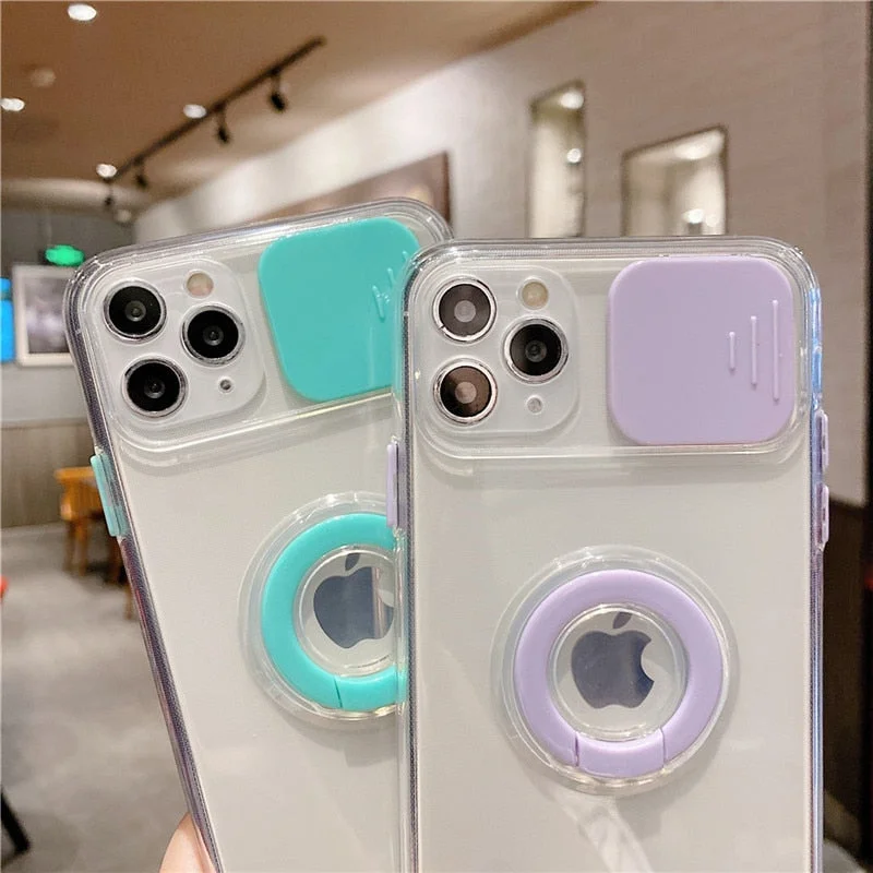 Clear Armor Ring Holder Case For iPhone