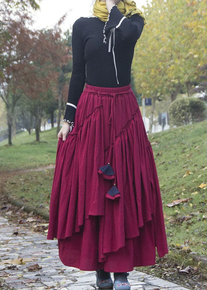 Women Mulberry Asymmetrical drawstring Skirts