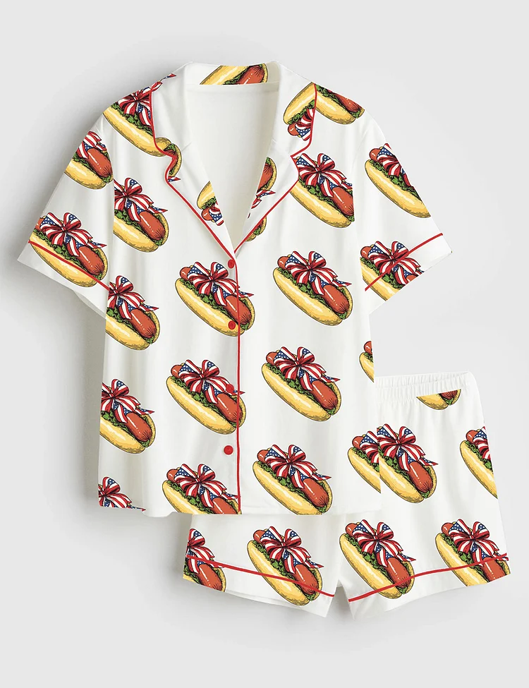 Women&rsquo;s You Look Like The 4th Of July Hot Dog Short Sleeve Satin Pajama Set