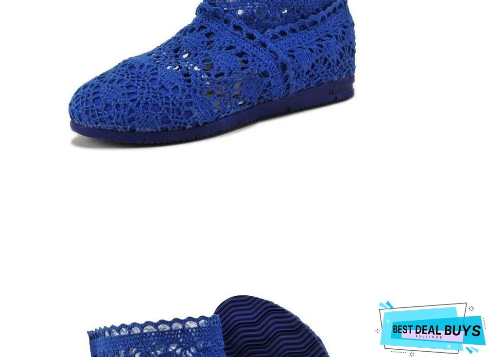 Women Cut-Outs Fashion Shoes Knitted short lace Boot ankle botas Boots