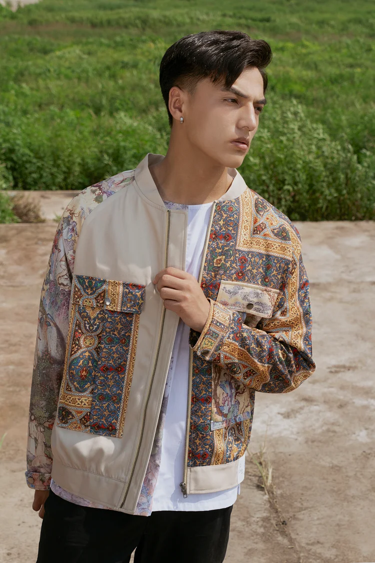 AGA KHAN MUSEUM X JUMA Shahnameh Unisex Bomber Jacket  - 8 Recycled Water Bottles - Beige