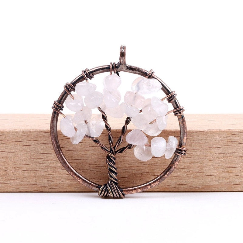 1 Piece Natural Stone Copper Life Tree Pendant