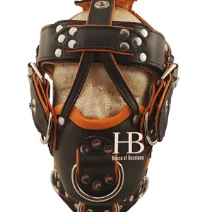 pornhint Pornhint M4 Locking Heavy Bondage Reinforced Padded Muzzle Gag Mature BDSM Harness Leather Harness Real Leather Hand Made