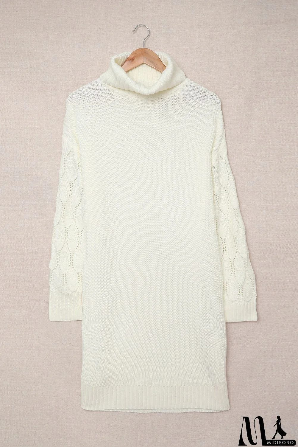 MidiSono - Plain Turtleneck Sweater Dress