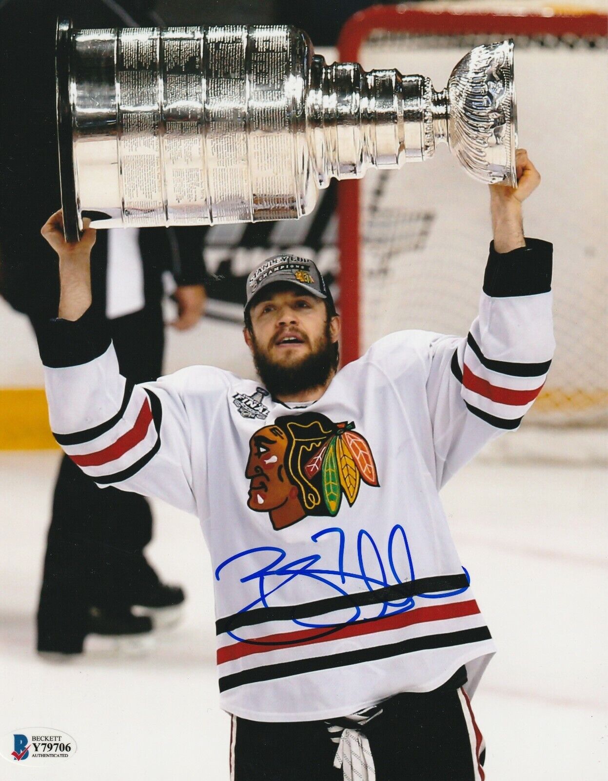 BRENT SEABROOK Signed BLACKHAWKS STANLEY CUP 8X10 Photo Poster painting w/ Beckett COA