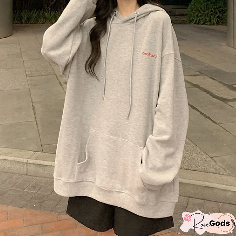 Korean Fashion Black Oversize Hoodie Women Harajuku Thin Basic Solid Sweatshirts Long Sleeve Top Grey Pullover Clothing