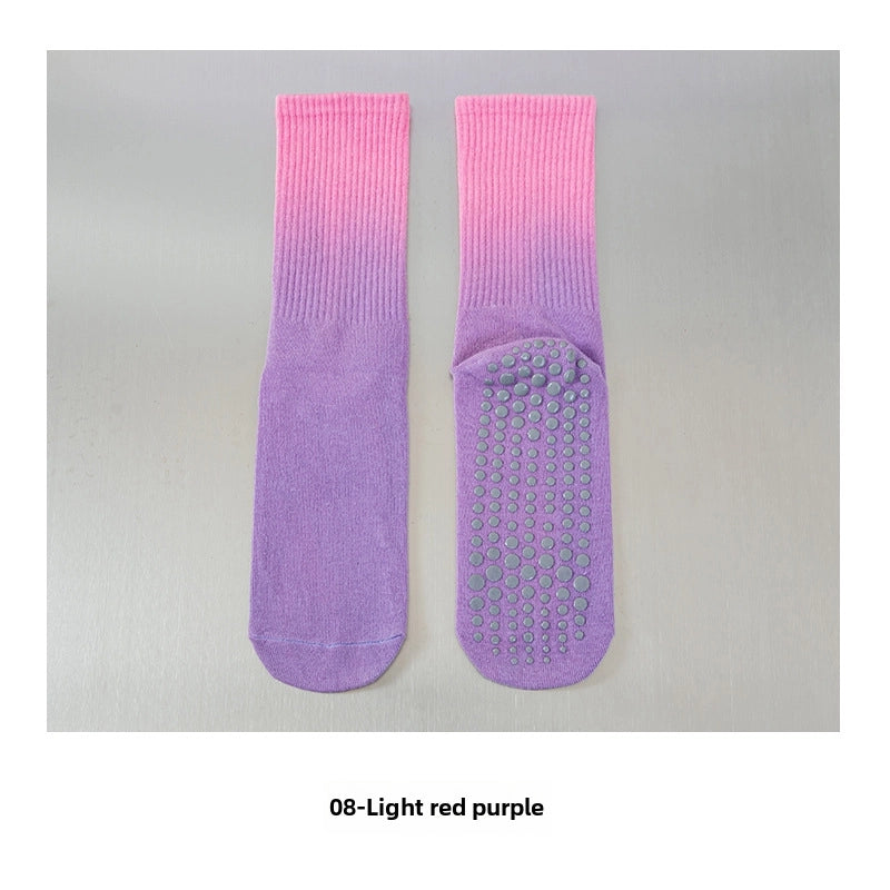 Simple Autumn And Winter Gradient Yoga Women’s Socks Non-slip Sports Socks Girls’ Pilates Mid-calf Socks Direct Sales