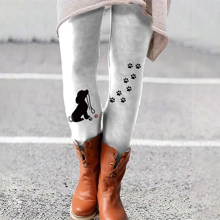 Vefave Dog Print Everyday Casual Leggings