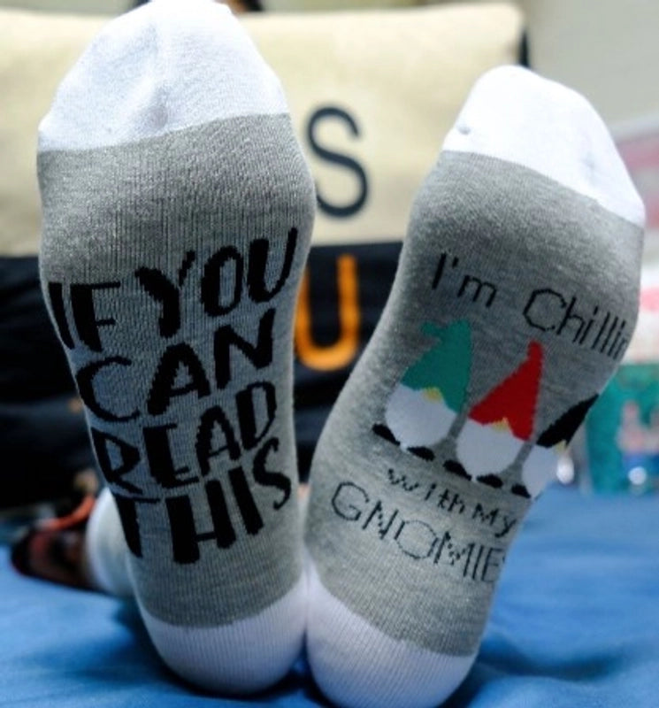 Christmas Fashion Unisex Letter Color Block Cotton Jacquard Crew Socks