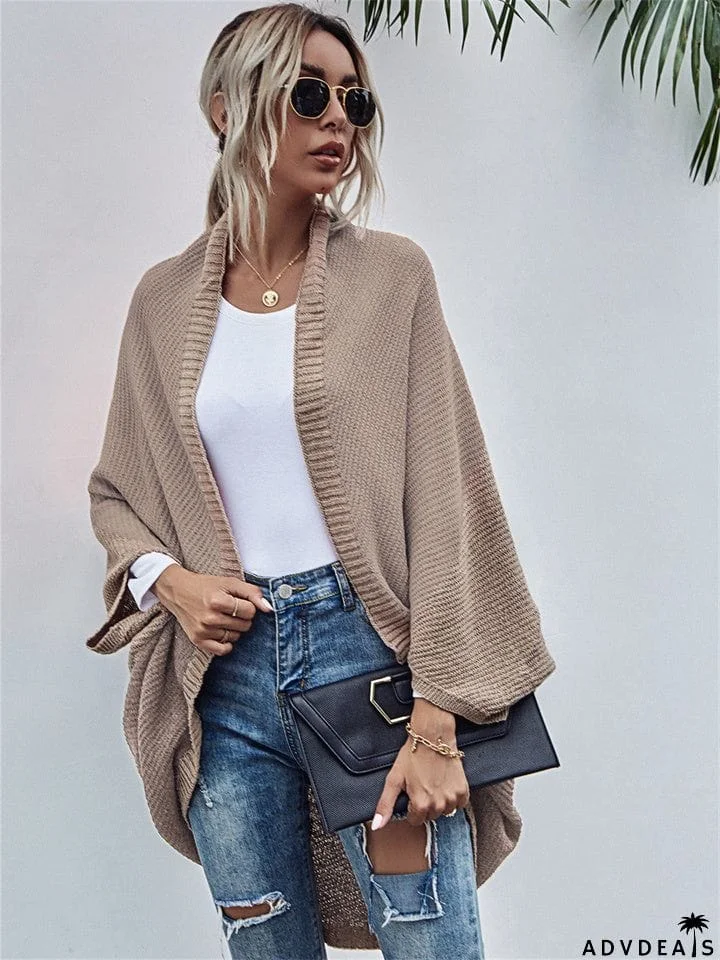 Contrast Shawl Knitted Cardigan Sweater