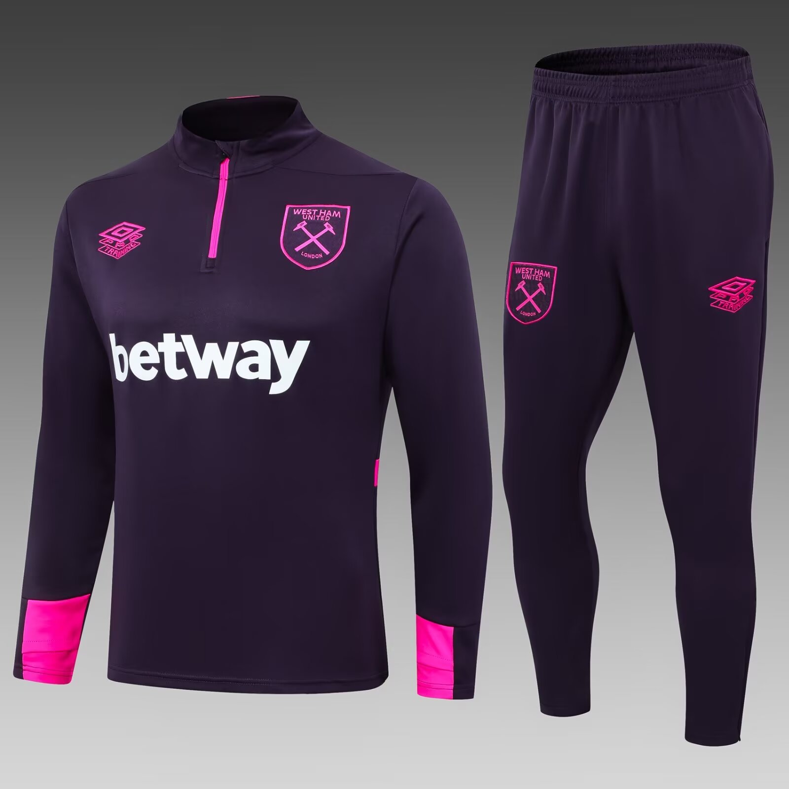 2024/2025 West Ham United Half-Pull Training Suit purple Football Shirt 1:1 Thai Quality
