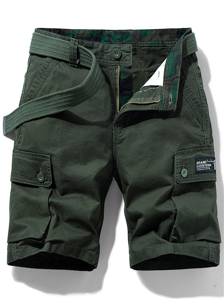 Men's Cargo Shorts Shorts Multi Pocket Straight Leg Print Solid Colored Comfort Wearable Knee Length Outdoor Daily 100% Cotton Sports Stylish Black Army Green