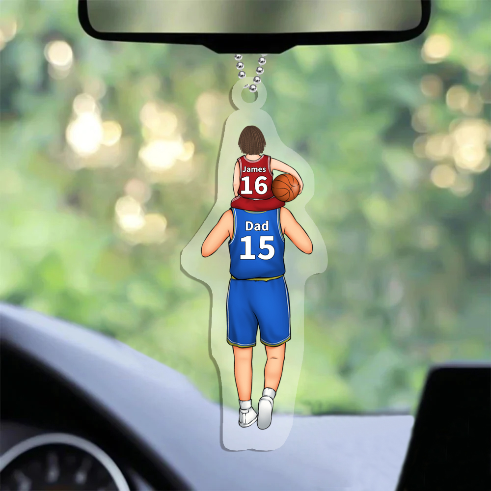 Personalized Basketball Family Hanging Ornament Custom 2–5 Names & Jersey Number Keychain Acrylic Pendant Father's Day Gift