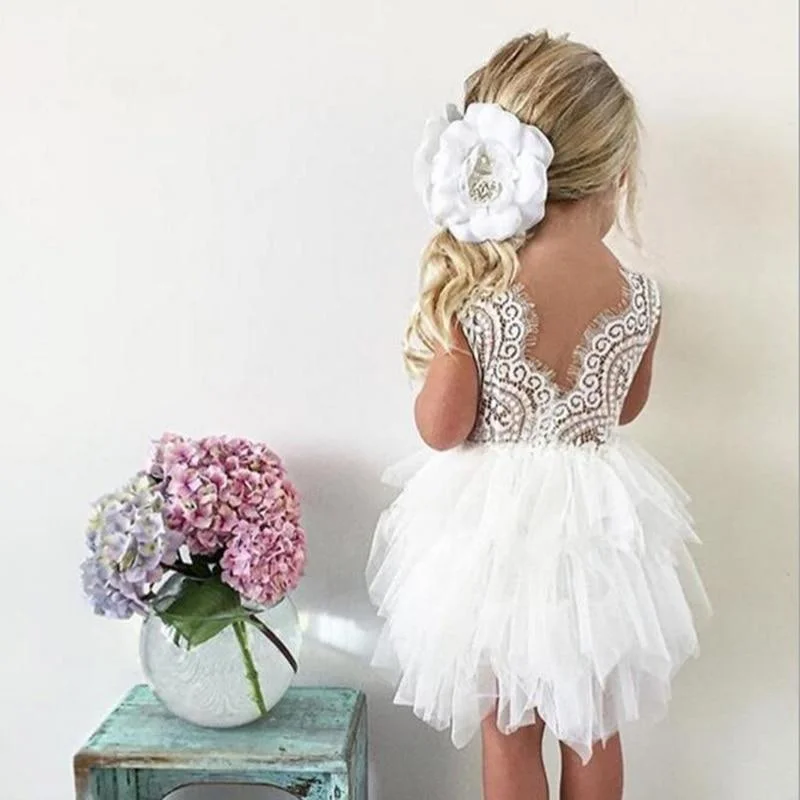 Summer Dresses For Girl 2021 Girls Clothing White Beading Princess Party Dress Elegant Ceremony 4 5 6 Years Teenage Girl Costume