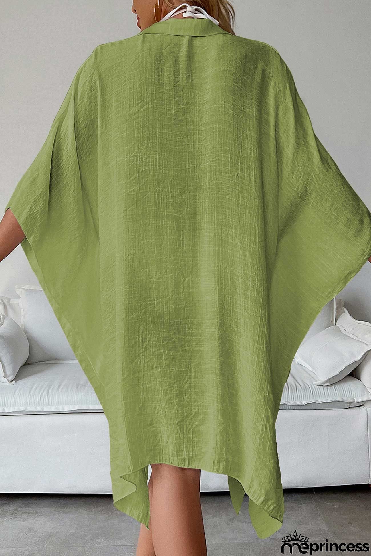 Solid Color Button Down Cover-up Shirt Dress