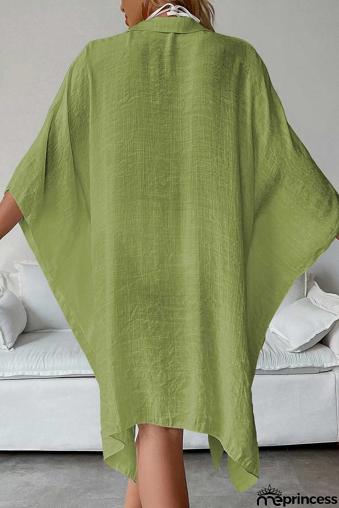 Solid Color Button Down Cover-up Shirt Dress