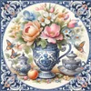 Colorful Blue And White Porcelain Vase-11CT Stamped Cross Stitch 40*40cm/15.75*15.75in
