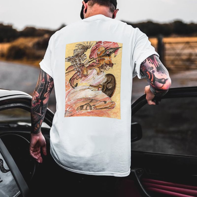 Knight Athena Printed Casual Men's T-shirt - Krazyskull