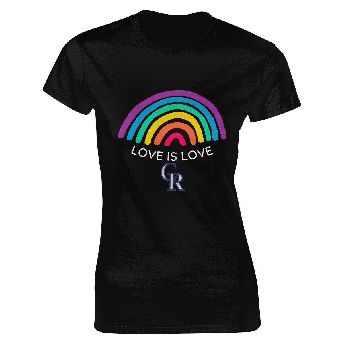 Colorado Rockies Love is Love Pride Rainbow Women's Crewneck T-Shirt