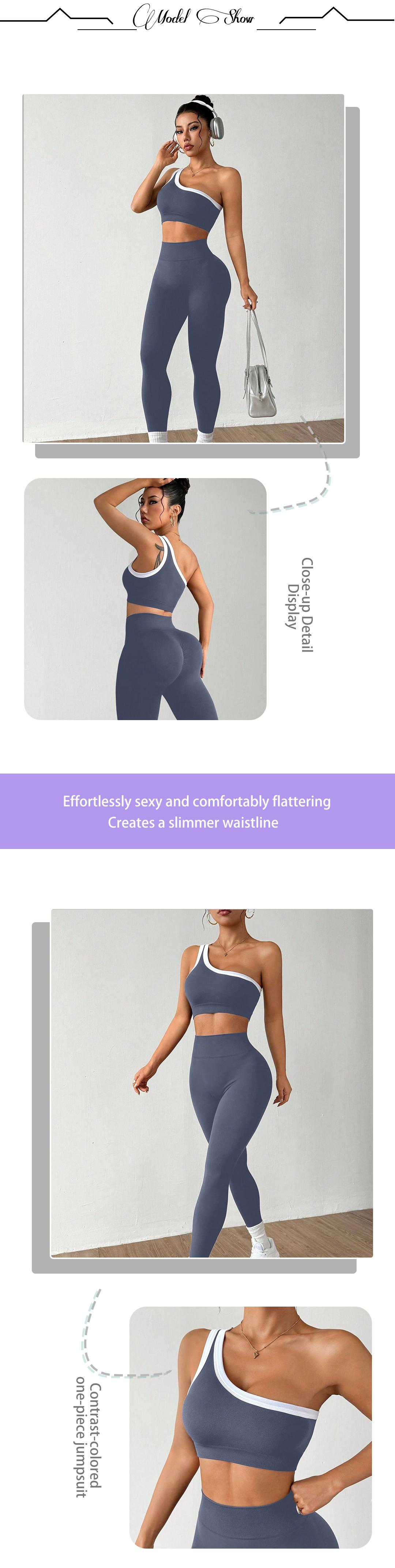 Women's Sportswear Set, Colorblock Design Slim Fit Yoga, Outdoor Women Elastic Sports Suit, Fall & Winter Style
