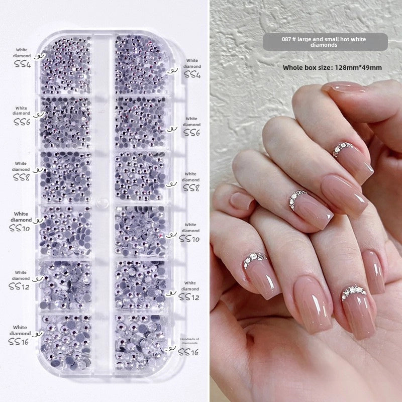 Nail Jewelry Rhinestone Flat Bottom Drill Hollow Nail Stick Drill Sequins Colored Diamond Flat Bottom Pearl Shell Japanese Series