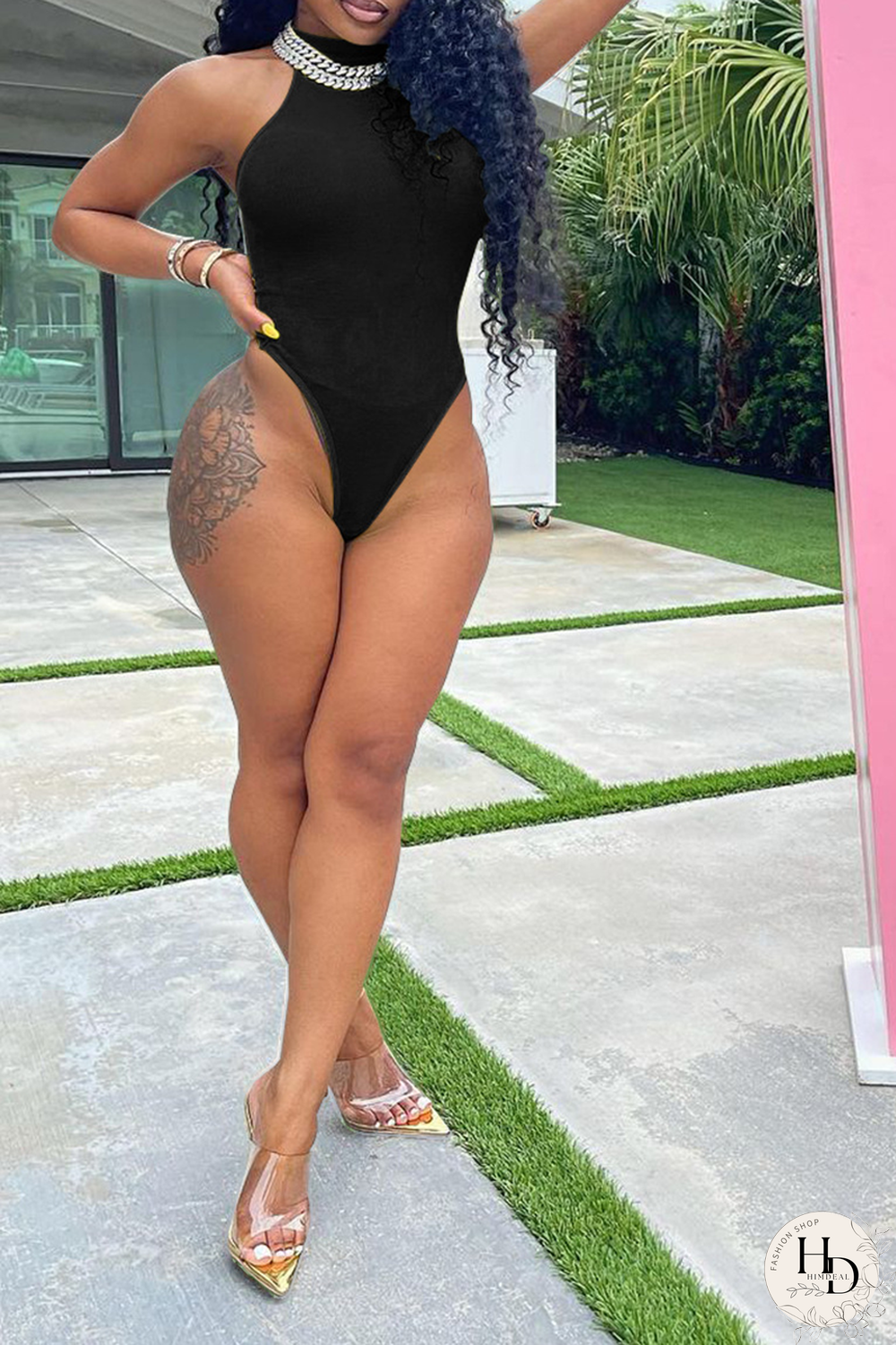 White Sexy Solid Hollowed Out O Neck Sleeveless Two Pieces