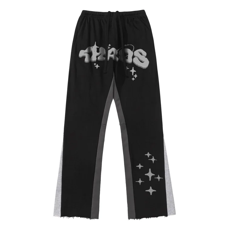 Hip Hop Letter Print Sweatpants Street Loose Wide Leg Trousers at Hiphopee