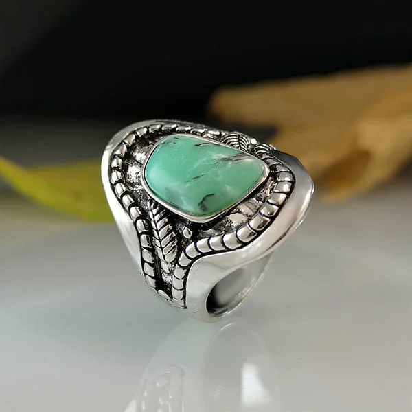 Sterling Silver Leaf Turquoise Ring