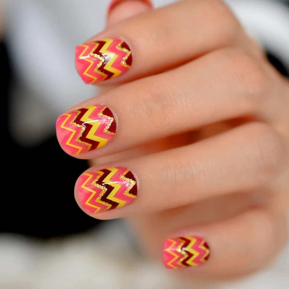 Natural Nude Purple French False Fake Nails Press on Leopard Nails Art Tips Daily Office Finger Wear Manicure Tool 515-1-Nail Inspo