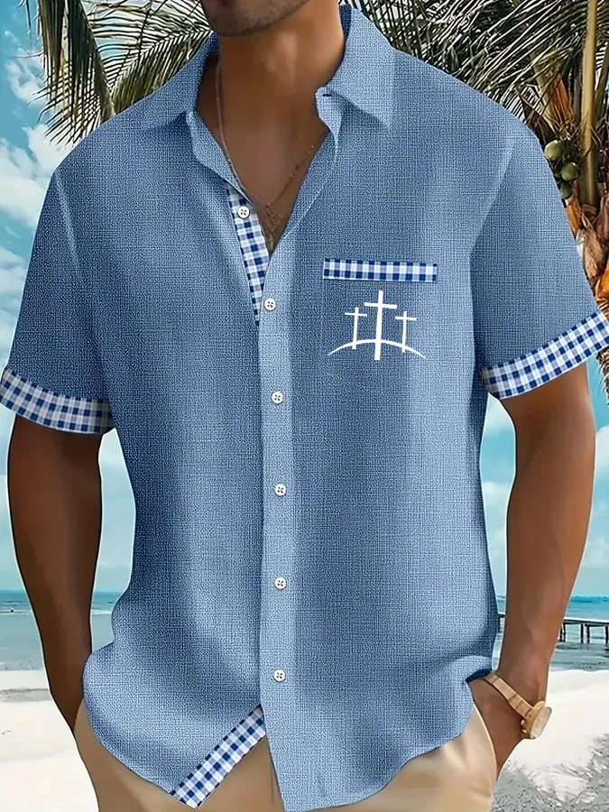 🔥Buy 3 Get 15% Off🔥Men's Faith Cross Printed Casual Shirt 