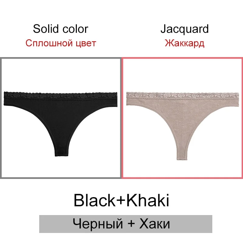 FINETOO Sexy Thongs Women 2Pcs/set Floral Waist G-string Panties Seamless Underwear Ladies Jacquard T-back Underpants S-2XL 2021