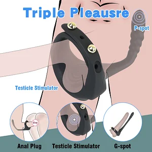 Wireless Remote Control Vibrating Penis Ring With Prostate Massager