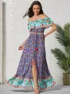 Floral Printed Off-The-Shoulder Maxi Dresses