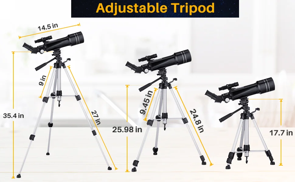 BEBANG Telescope for Adults Astronomy, 70mm Aperture 400mm AZ Mount Refractor Telescope for Kids Adults Beginners