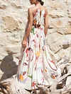 Floral-Print Bandage Backless Bohemian Midi Dress