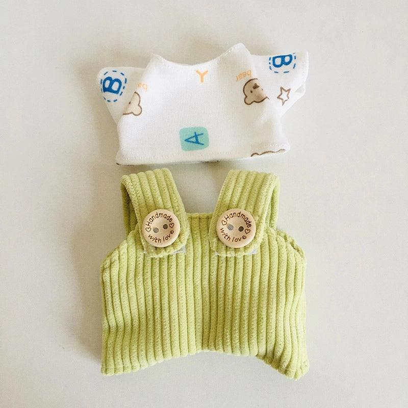 17cm Vinyl Plush Doll Clothes Pull Cloth Pendant T-shirt Button Suspender Pants Clothing Accessories Blind Box Doll Clothes