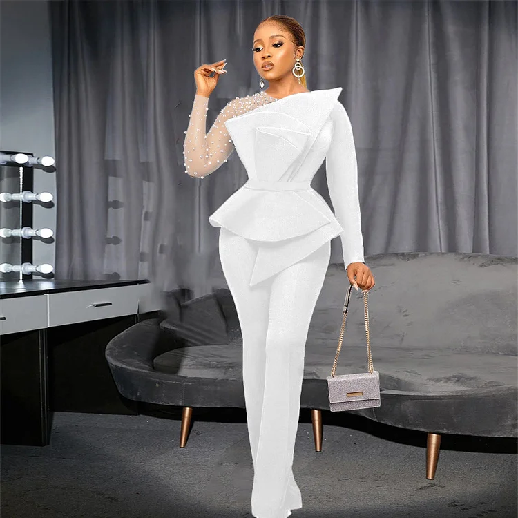 Splicing Beads Jumpsuit Slimming Cocktail Dress