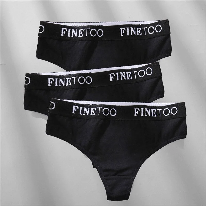 FINETOO 2/3PCS Cotton Sexy Underwear G-string Women M-XL Panties Fashion Letter Waist Femme 2021 Underpant For Woman Thong Girls