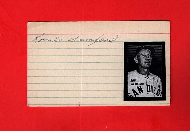 1962 PCL-RON SAMFORD-SAN DIEGO PADRES VINTAGE AUTOGRAPHED 3X5 CARD W/PIC-d.2021