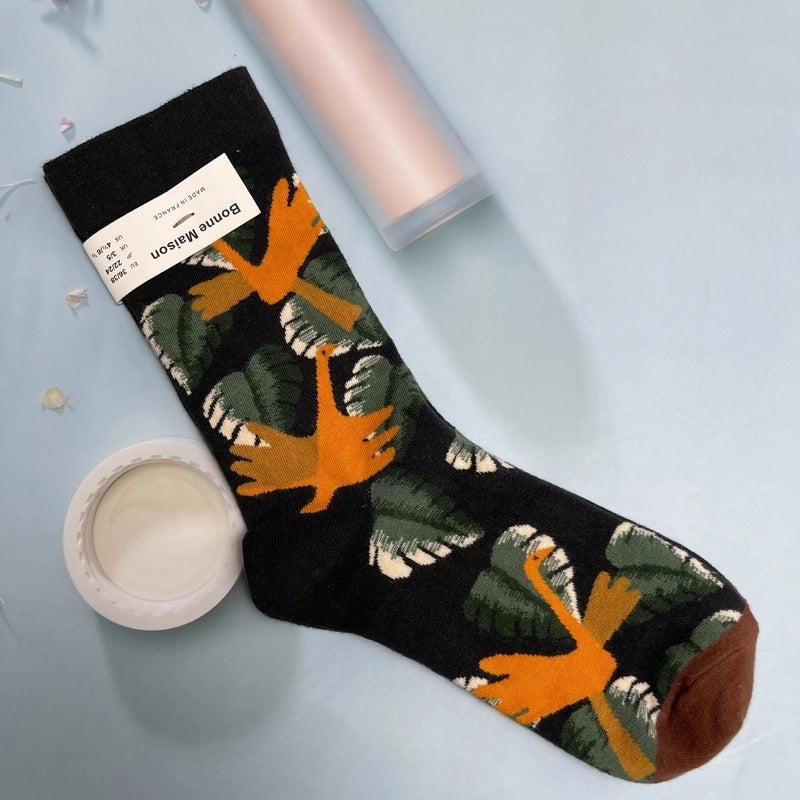 Women’s Minimalist Human Houndstooth Cotton Crew Socks A Pair