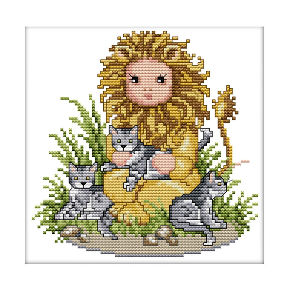 

Lion baby - 14CT Stamped Cross Stitch - 20*20cm, 501 Original