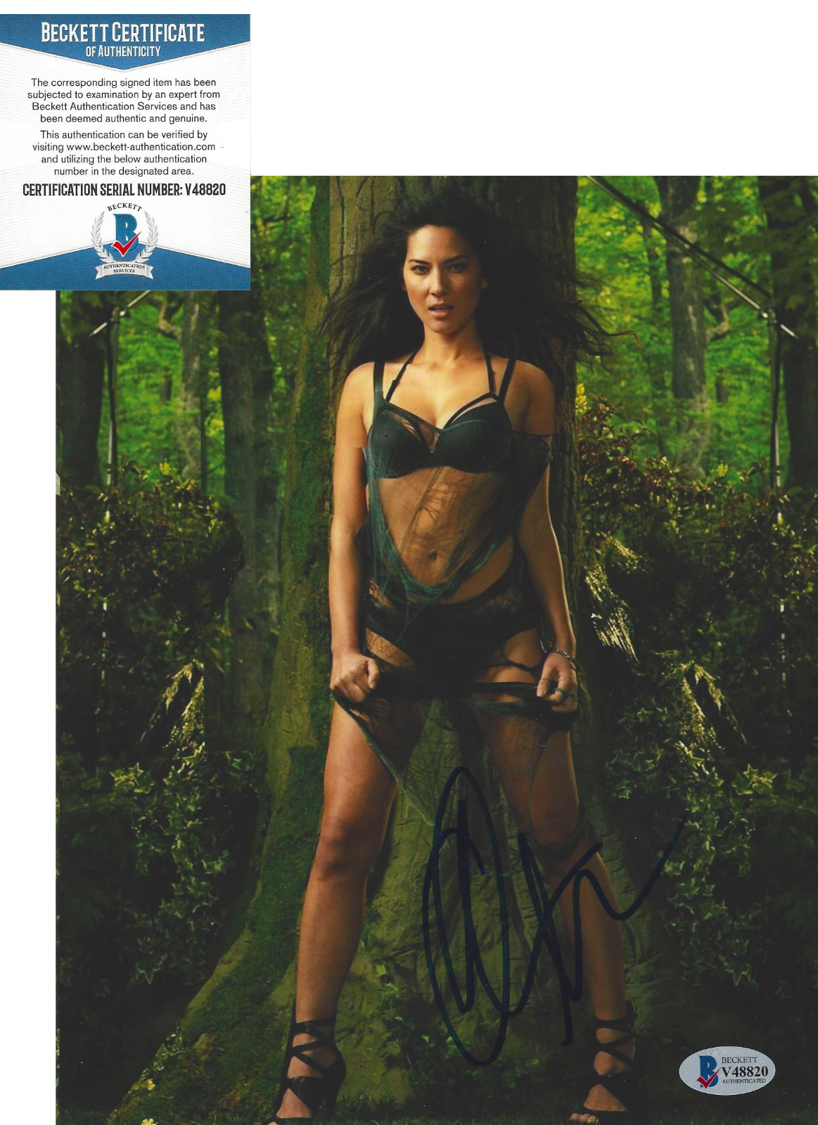 OLIVIA MUNN SEXY ACTRESS MODEL SIGNED POSED 8x10 Photo Poster painting D X-MEN BECKETT COA BAS