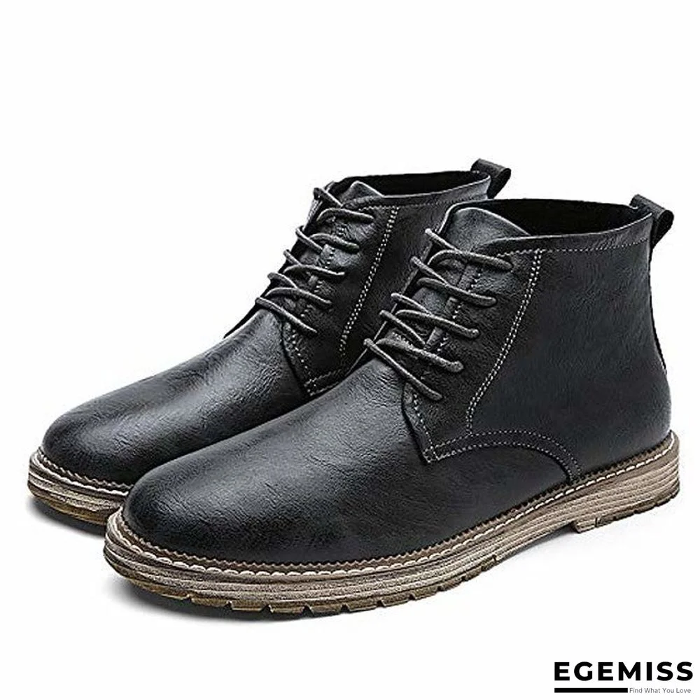 men's autumn outdoor leather lace-up high-top ankle martin boots oxford shoes | EGEMISS